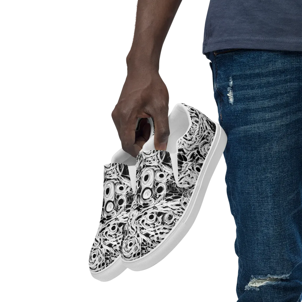 Noir Organism on Men's Slip-On Canvas Shoes — Left Front
