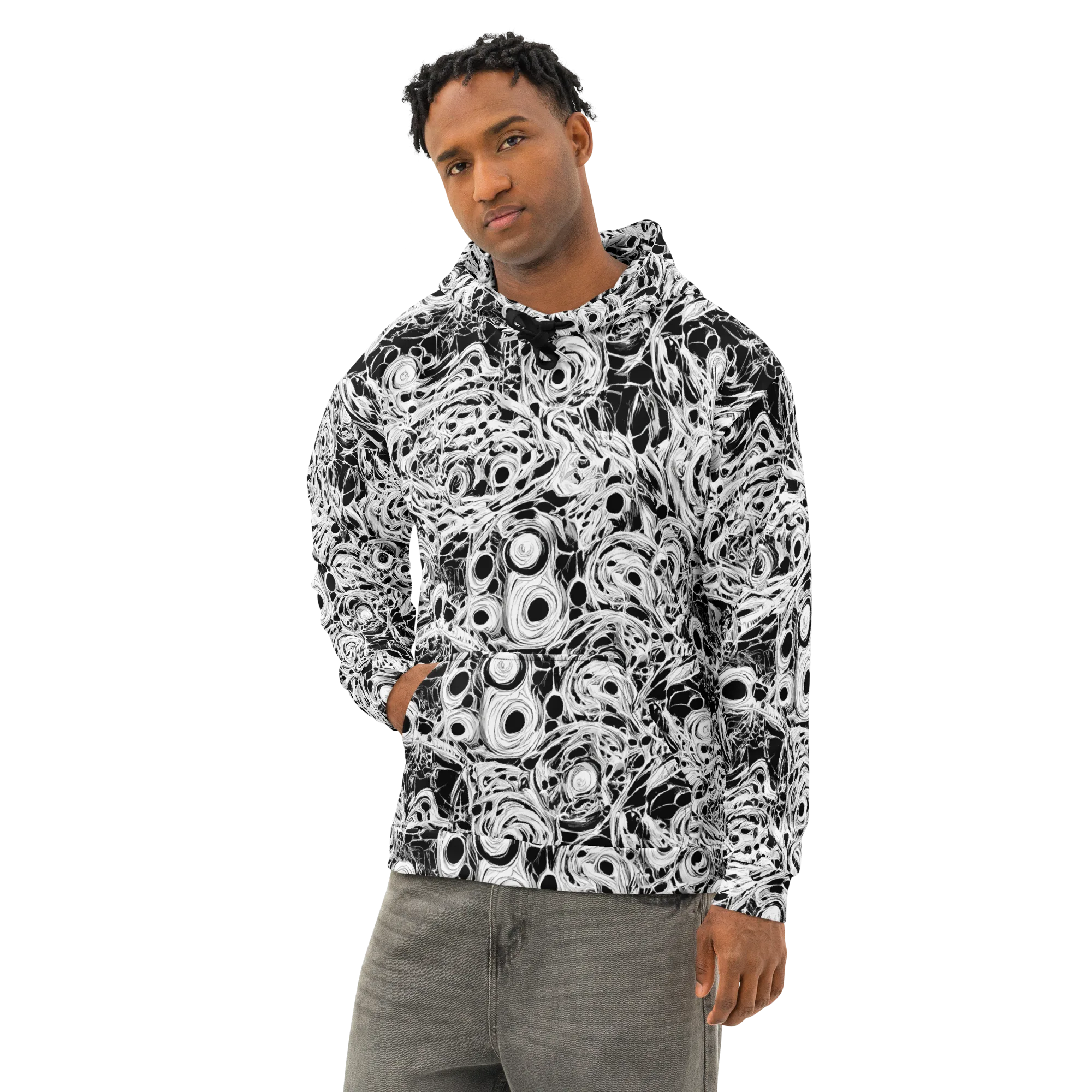 Noir Organism on Cotton Hoodie — Left Front