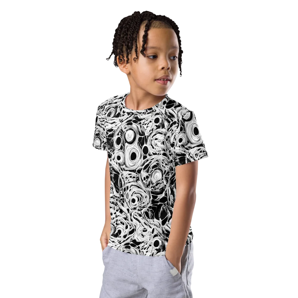 Noir Organism on Kids Crew Neck T-Shirt — Left Front