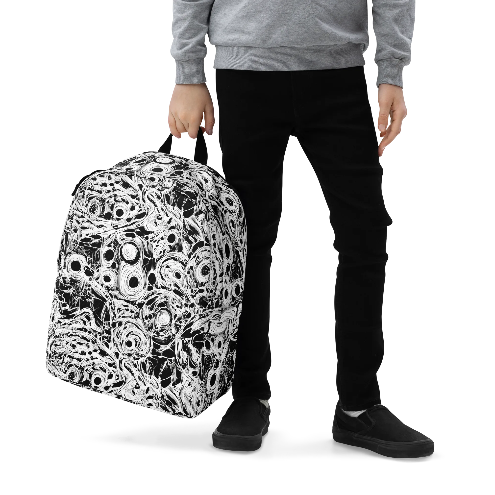 Noir Organism on Minimalist Backpack — Zoomed-in