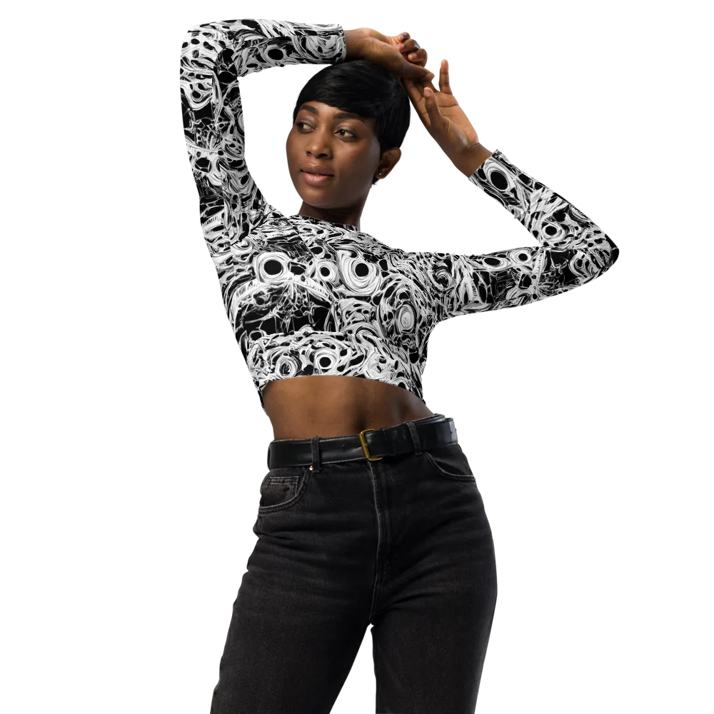 Noir Organism on Long Sleeve Crop Top — Front