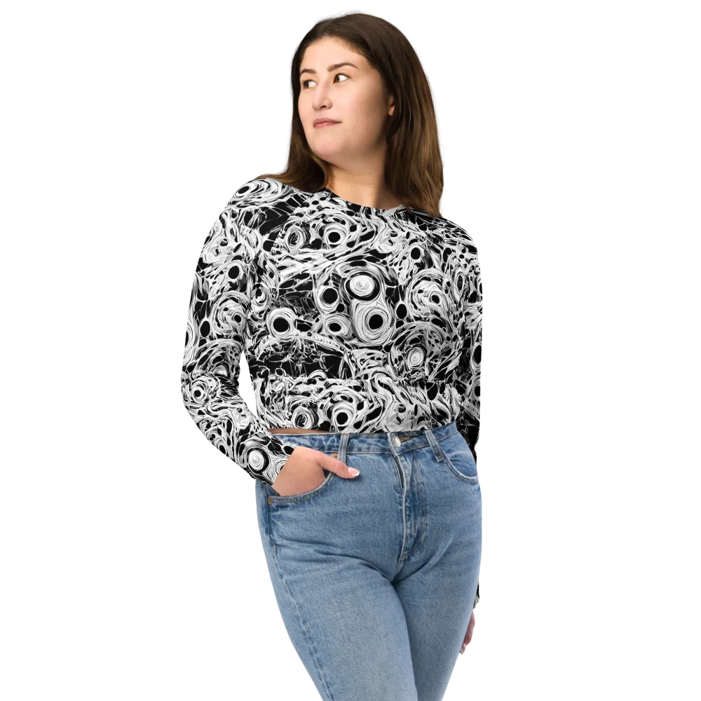 Noir Organism on Long Sleeve Crop Top — Front