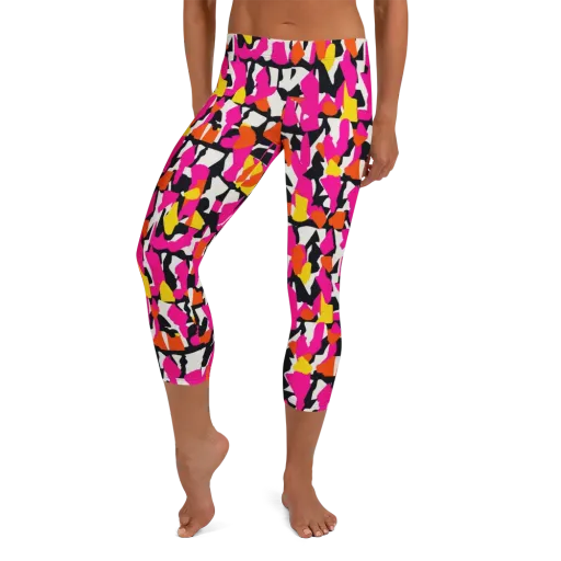 Hot Pink Mosaic on a Capri Leggings