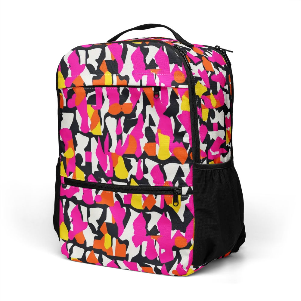 Hot Pink Mosaic on Utility Backpack — Left Front