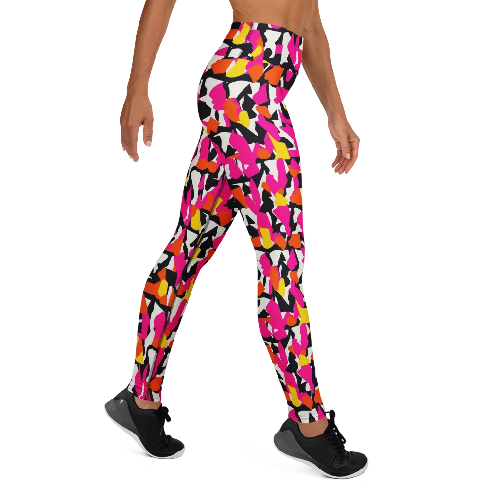 Hot Pink Mosaic on Yoga Leggings — Right
