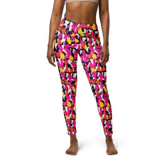 Hot Pink Mosaic on a Yoga Leggings