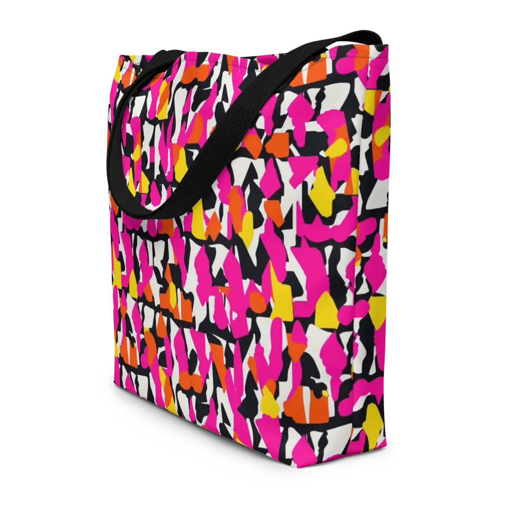 Hot Pink Mosaic on Large Tote Bag W/ Pocket — Front
