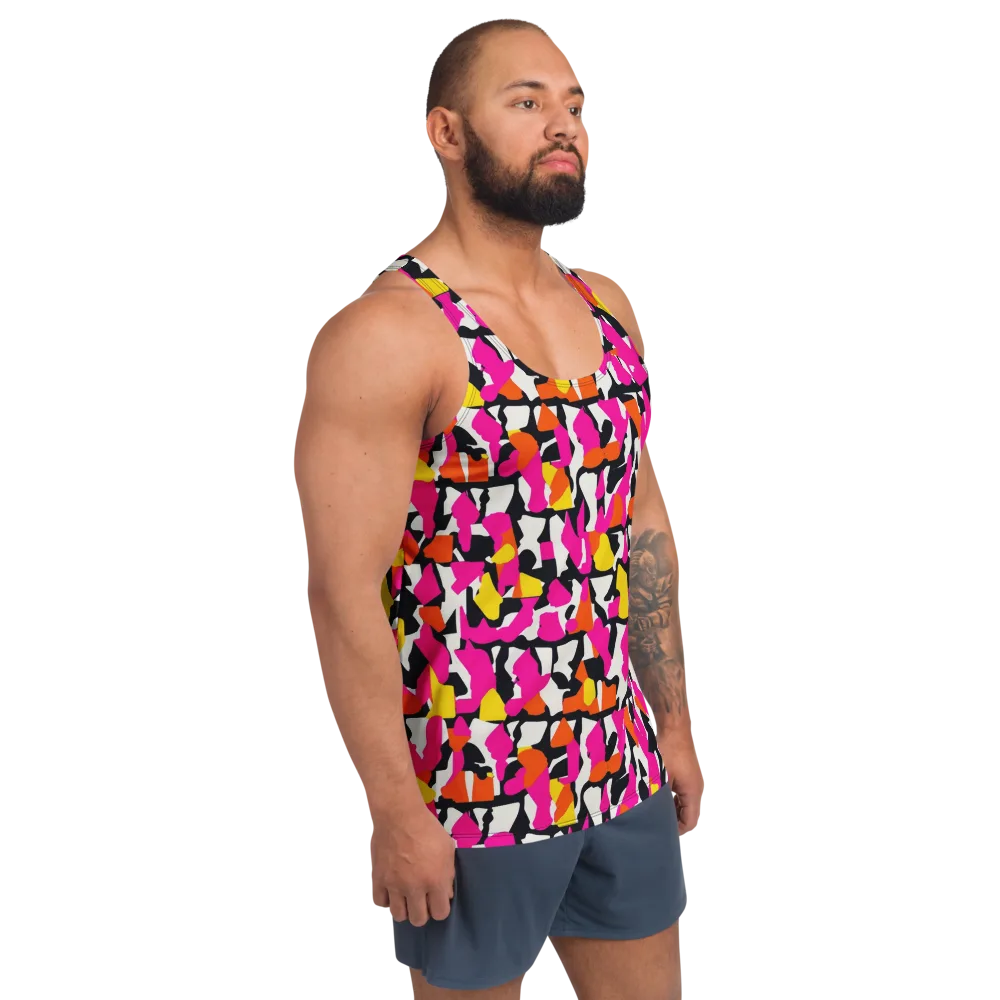 Hot Pink Mosaic on Men's Tank Top — Right Front
