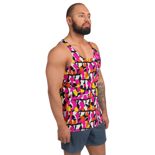 Hot Pink Mosaic on a Men's Tank Top