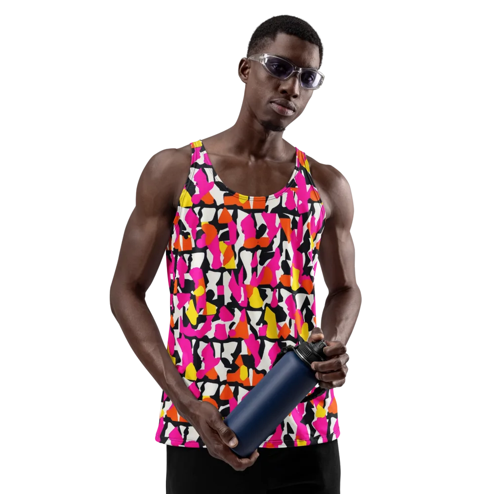 Hot Pink Mosaic on Men's Tank Top — Front