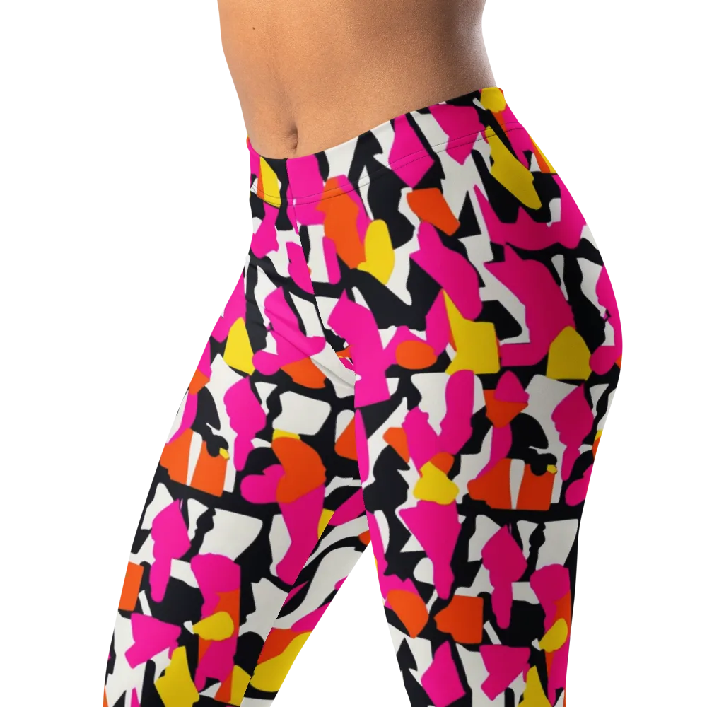 Hot Pink Mosaic on Leggings — Left Front