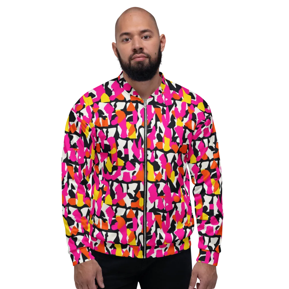 Hot Pink Mosaic on Bomber Jacket — Front