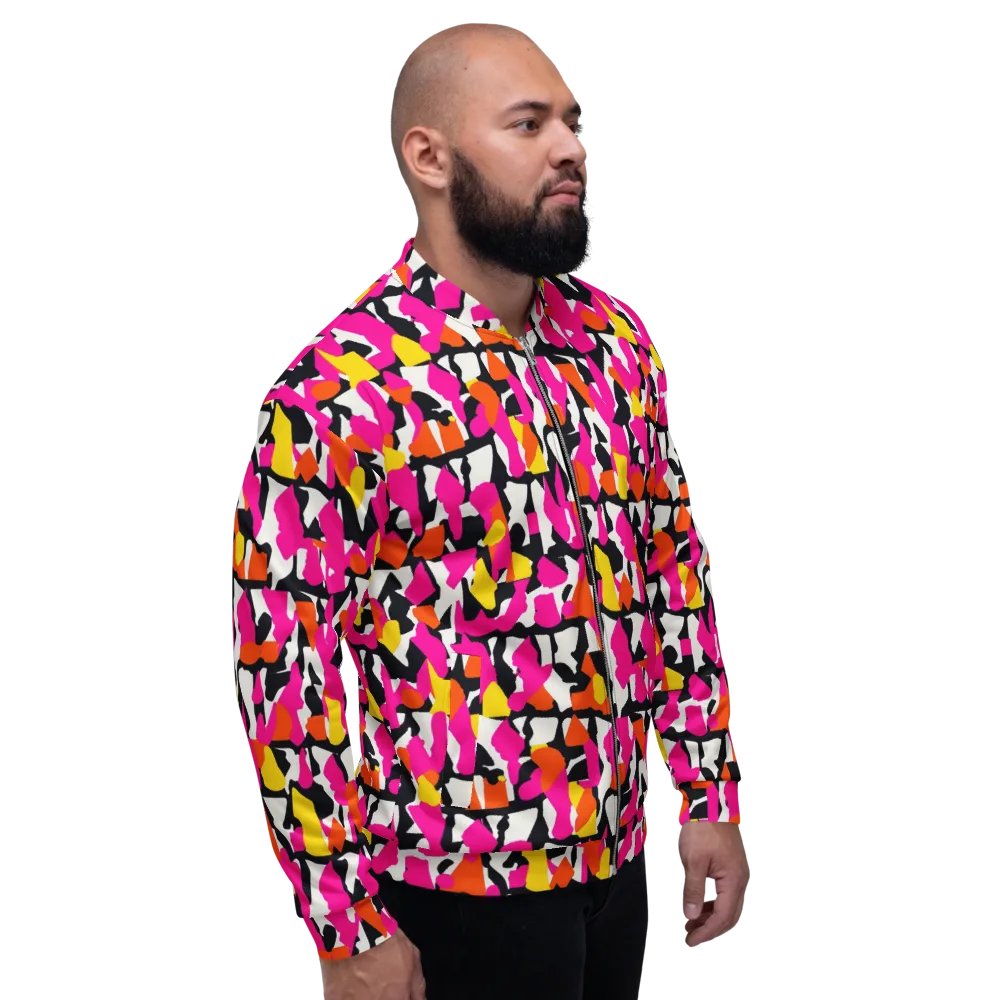 Hot Pink Mosaic on Bomber Jacket — Right