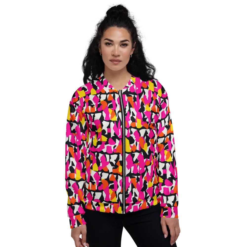 Hot Pink Mosaic on Bomber Jacket — Front