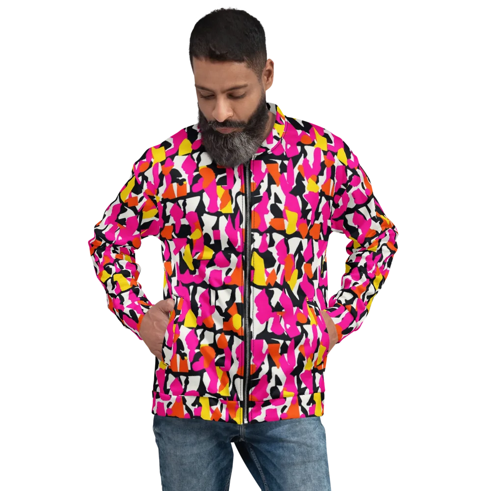 Hot Pink Mosaic on Bomber Jacket — Front