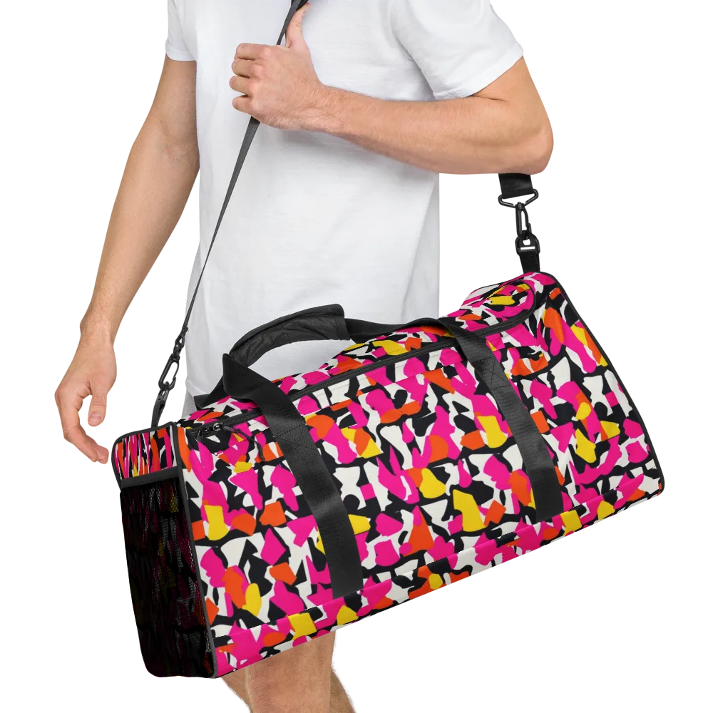 Hot Pink Mosaic on Duffle Bag — Right Front