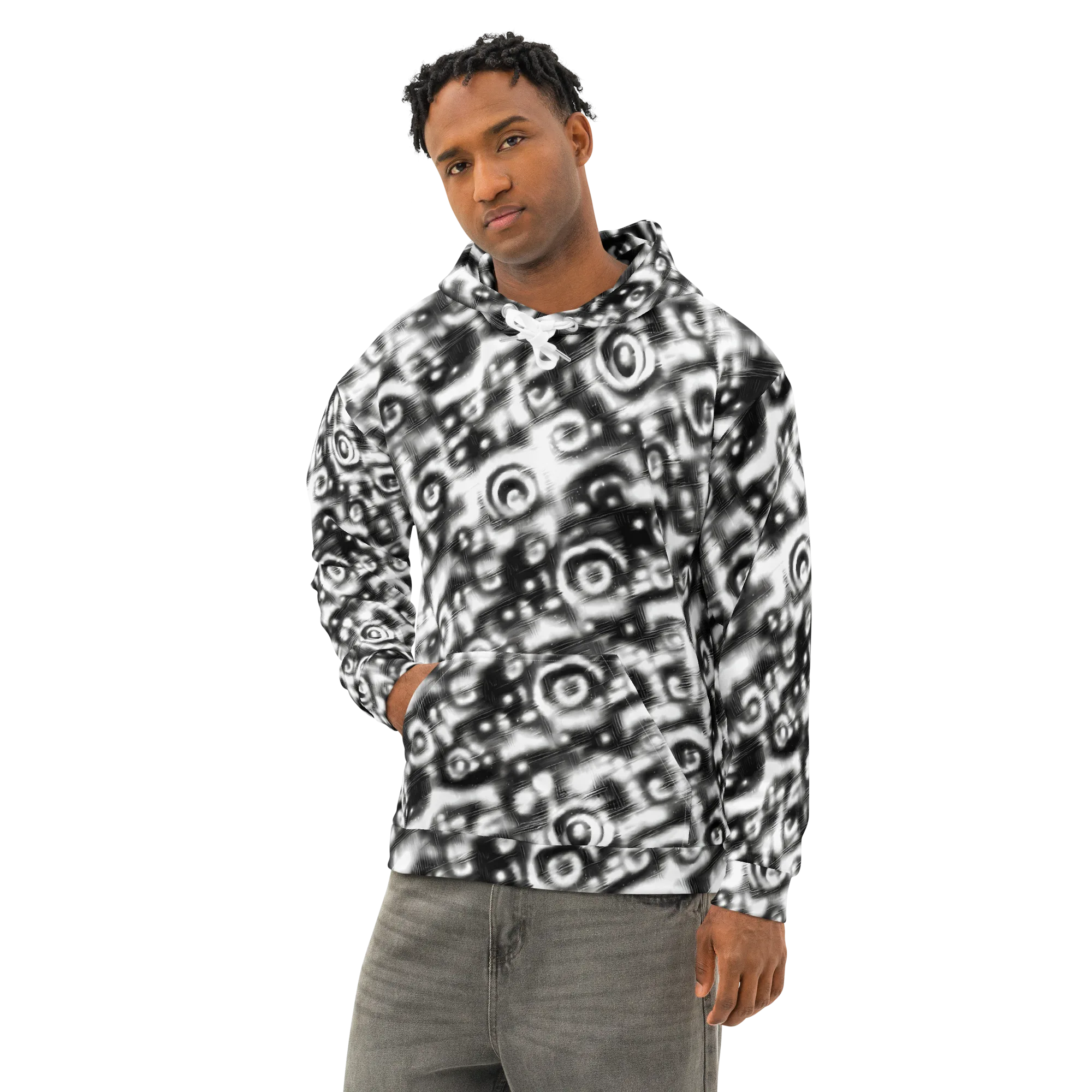 Bernhard Swirl on Cotton Hoodie — Left Front