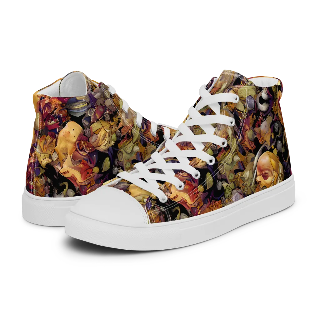 Arcimboldo Abundance on Men's High Top Canvas Shoes — Left