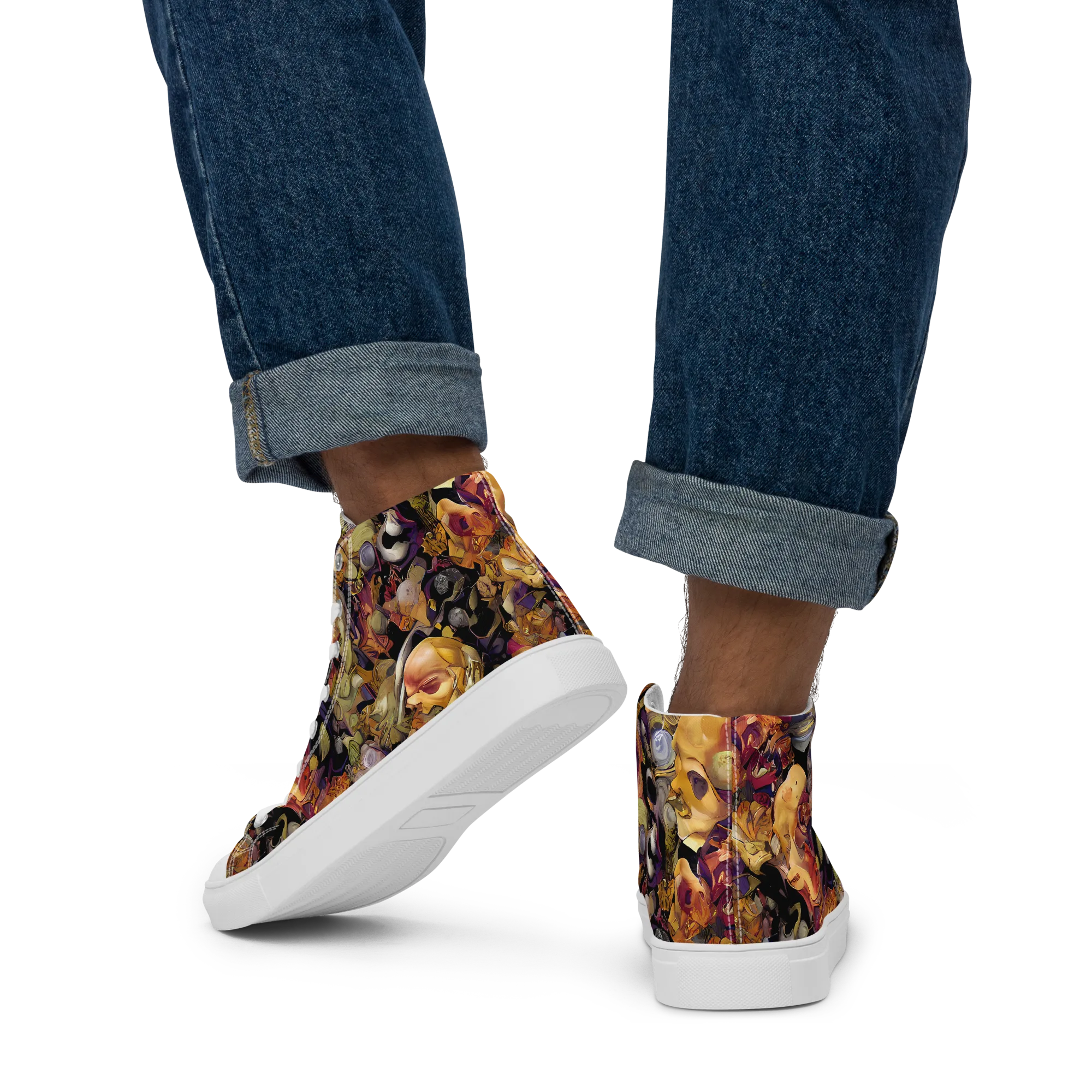 Arcimboldo Abundance on Men's High Top Canvas Shoes — Back