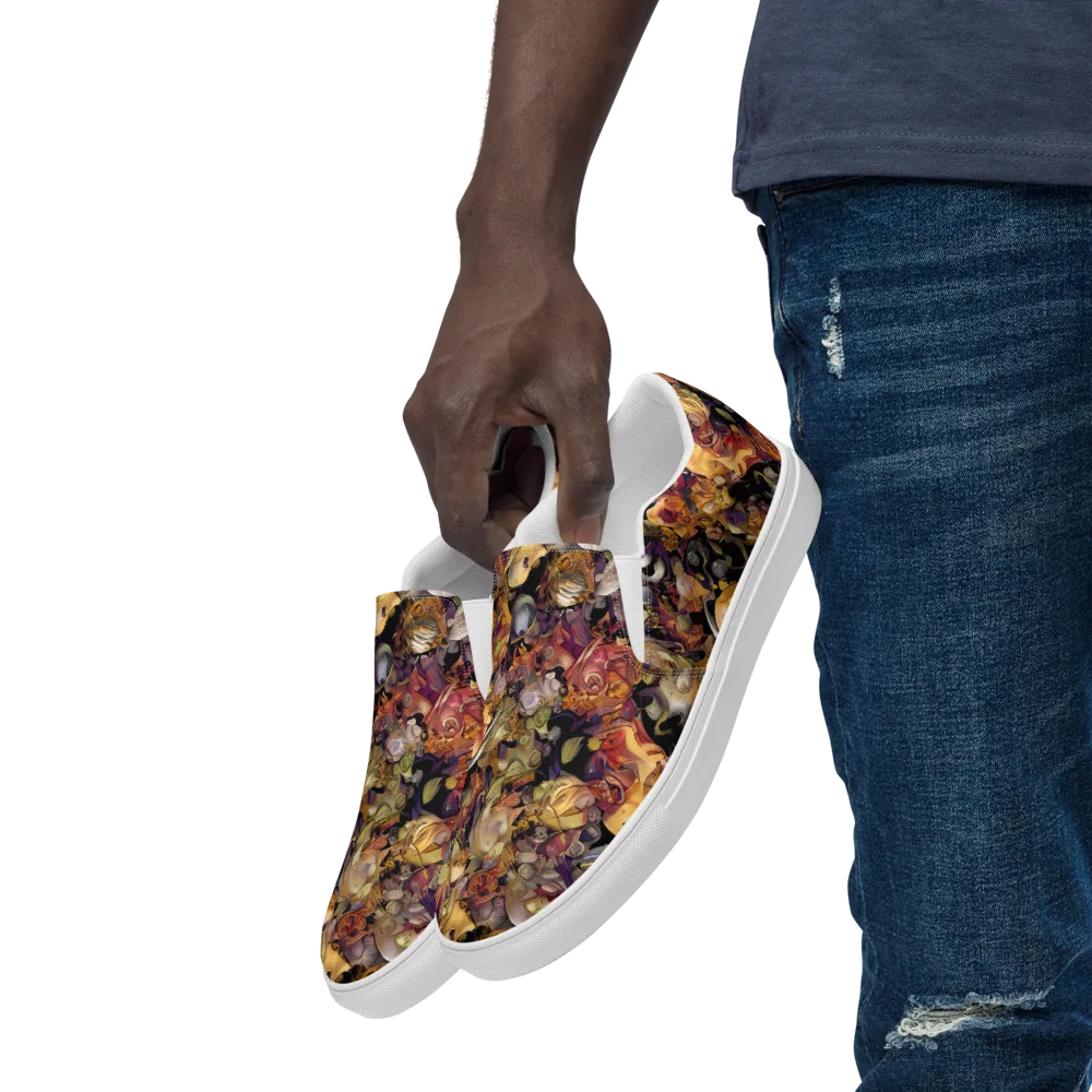 Arcimboldo Abundance on Men's Slip-On Canvas Shoes — Left Front