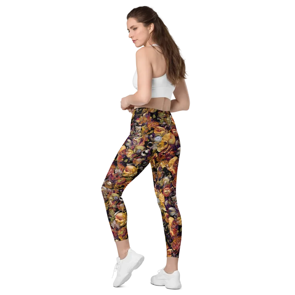 Arcimboldo Abundance on Leggings with Pockets — Left Back