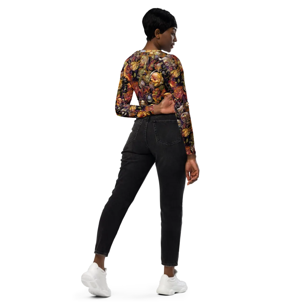 Arcimboldo Abundance on Long Sleeve Crop Top — Right Back