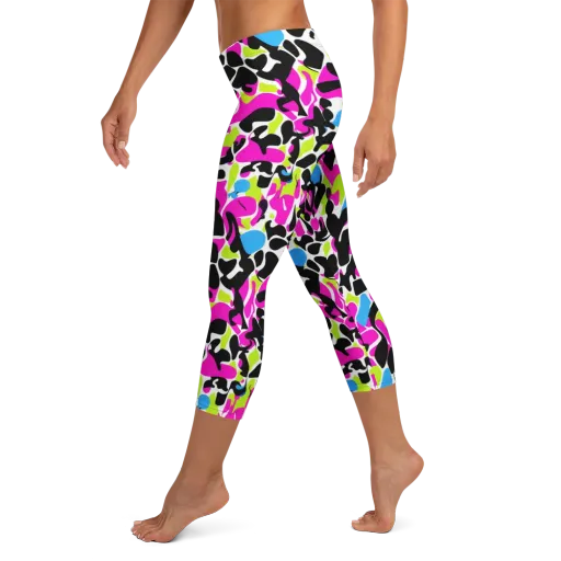 Electric Ink Garden on a Capri Leggings
