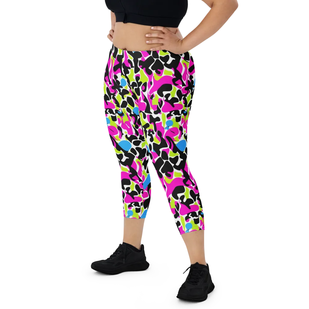 Electric Ink Garden on Capri Leggings — Front