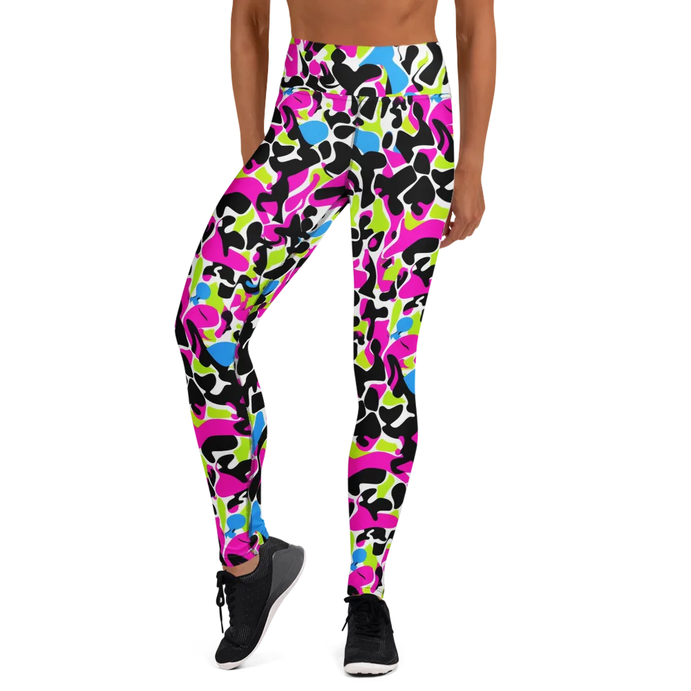 Electric Ink Garden on Yoga Leggings — Front