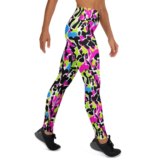 Electric Ink Garden on a Yoga Leggings