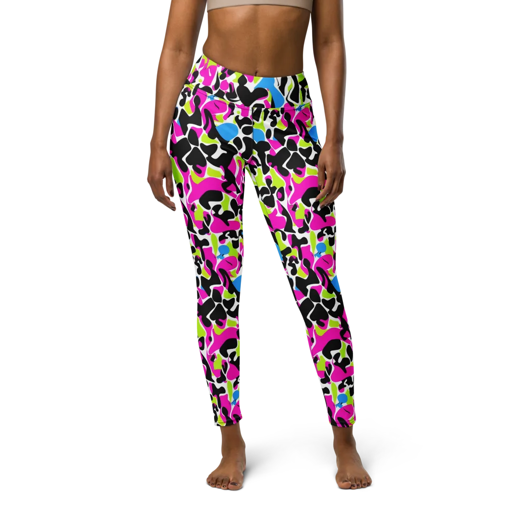 Electric Ink Garden on Yoga Leggings — Front