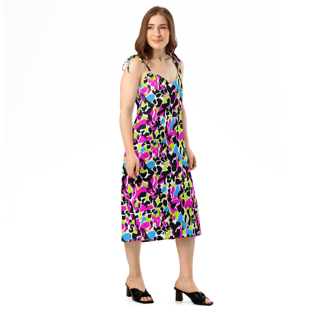 Electric Ink Garden on Slip Dress — Right Front