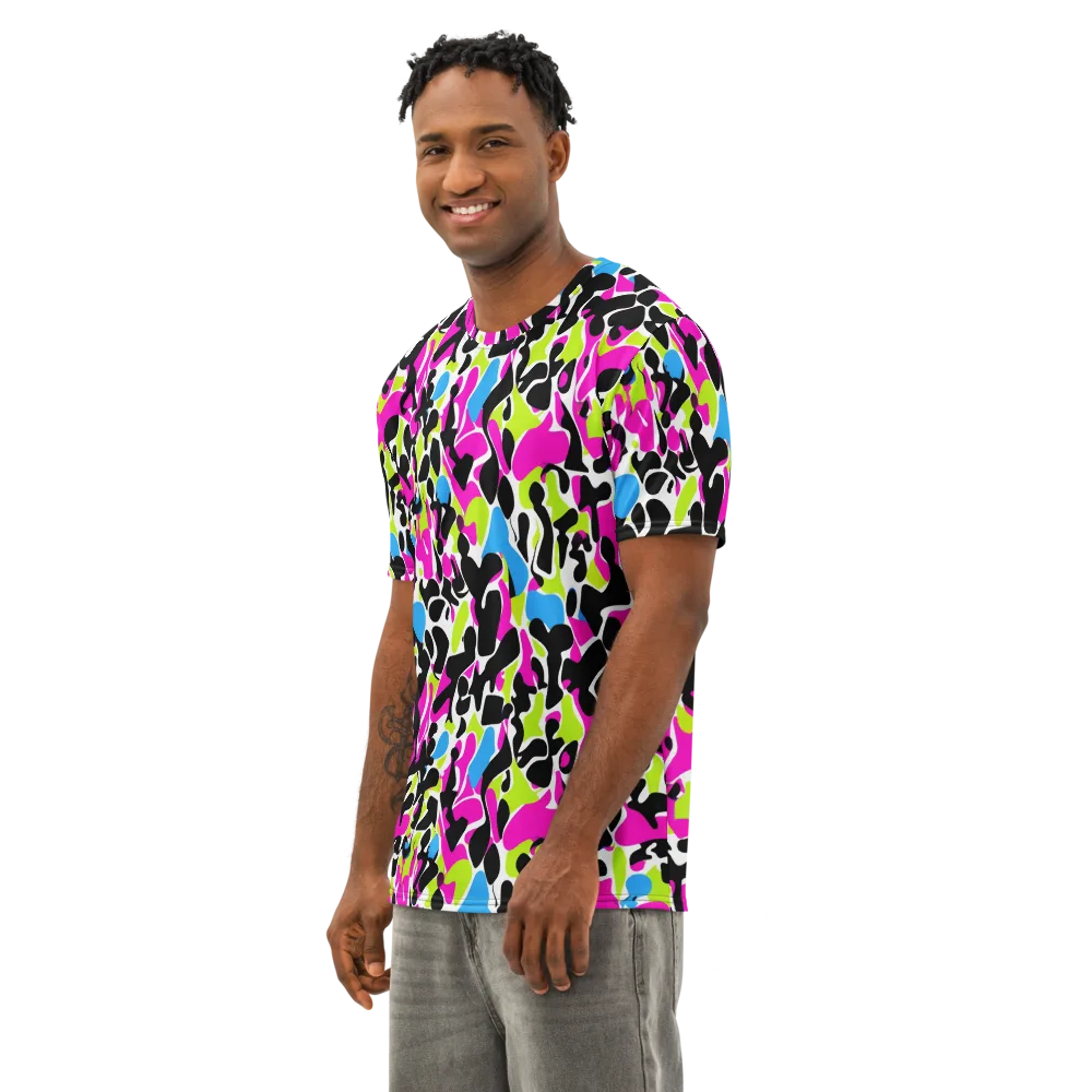 Electric Ink Garden on Men's Cotton Crew Neck T-Shirt — Left Front