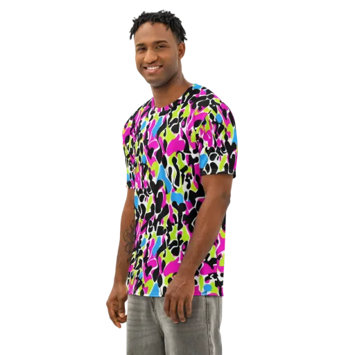 Electric Ink Garden on a Men's Cotton Crew Neck T-Shirt