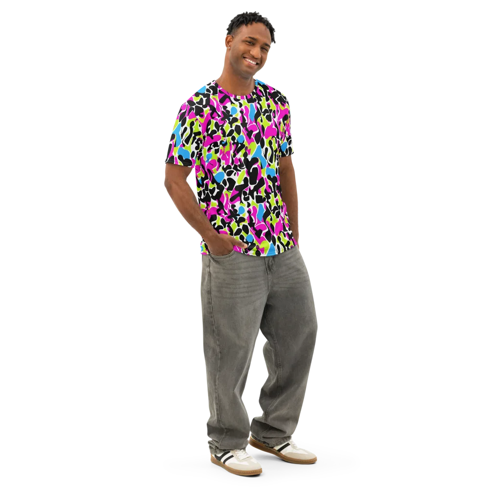 Electric Ink Garden on Men's Cotton Crew Neck T-Shirt — Right Front