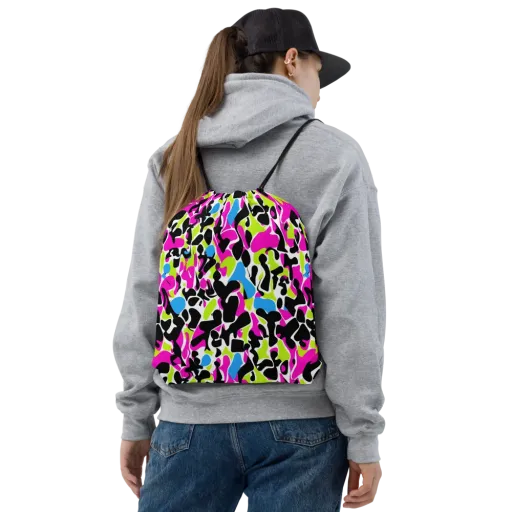 Electric Ink Garden on a Drawstring Bag