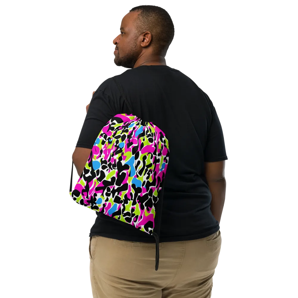 Electric Ink Garden on Drawstring Bag — Front