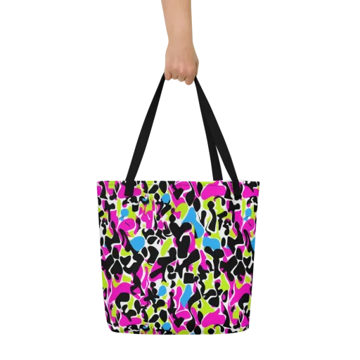 Electric Ink Garden on a Large Tote Bag W/ Pocket