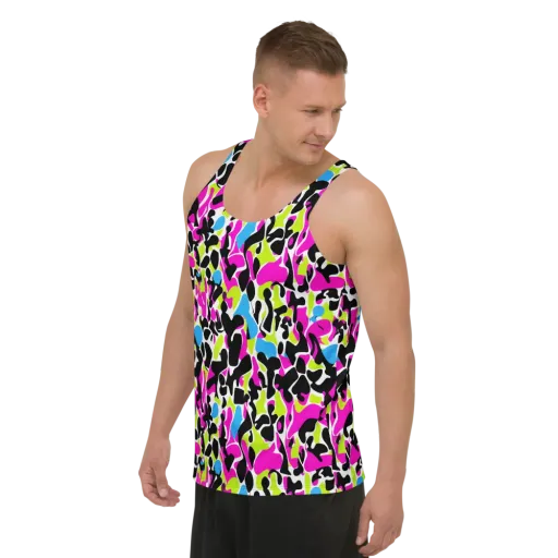 Electric Ink Garden on a Men's Tank Top