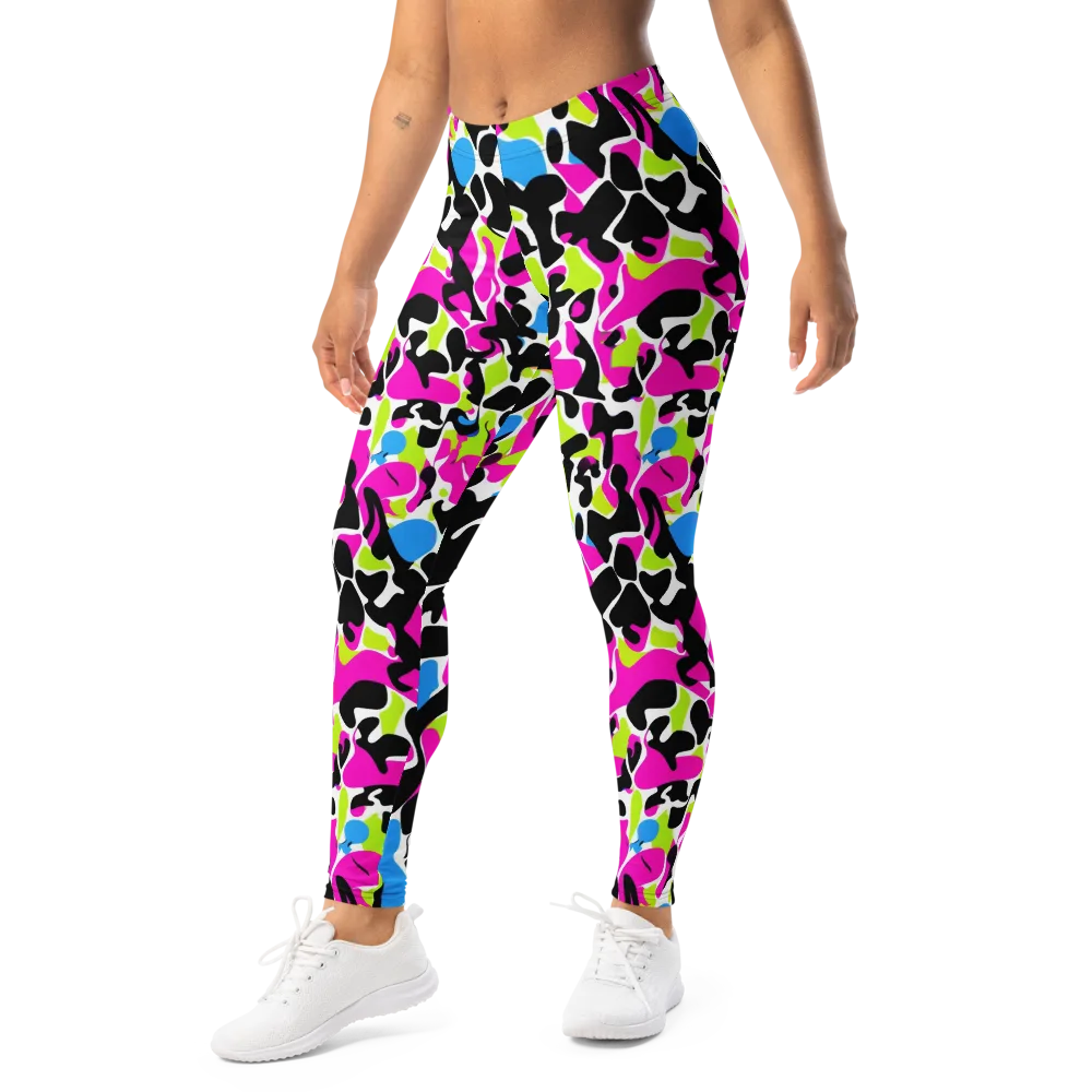 Electric Ink Garden on Leggings — Left Front
