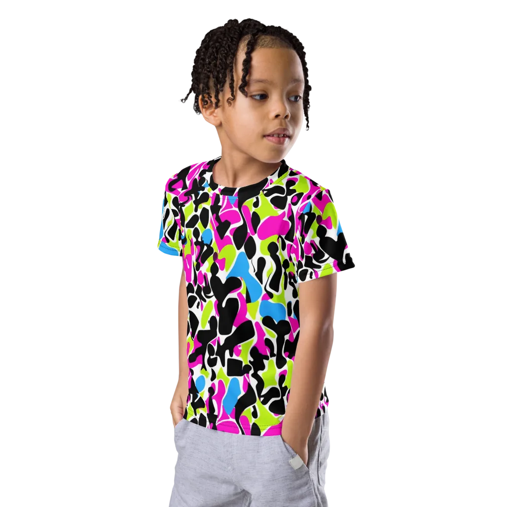 Electric Ink Garden on Kids Crew Neck T-Shirt — Left Front