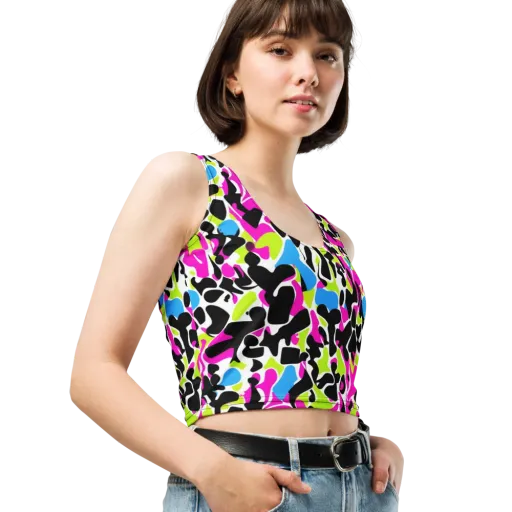 Electric Ink Garden on a Crop Top