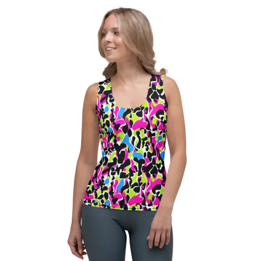 Electric Ink Garden on a Women's Tank Top