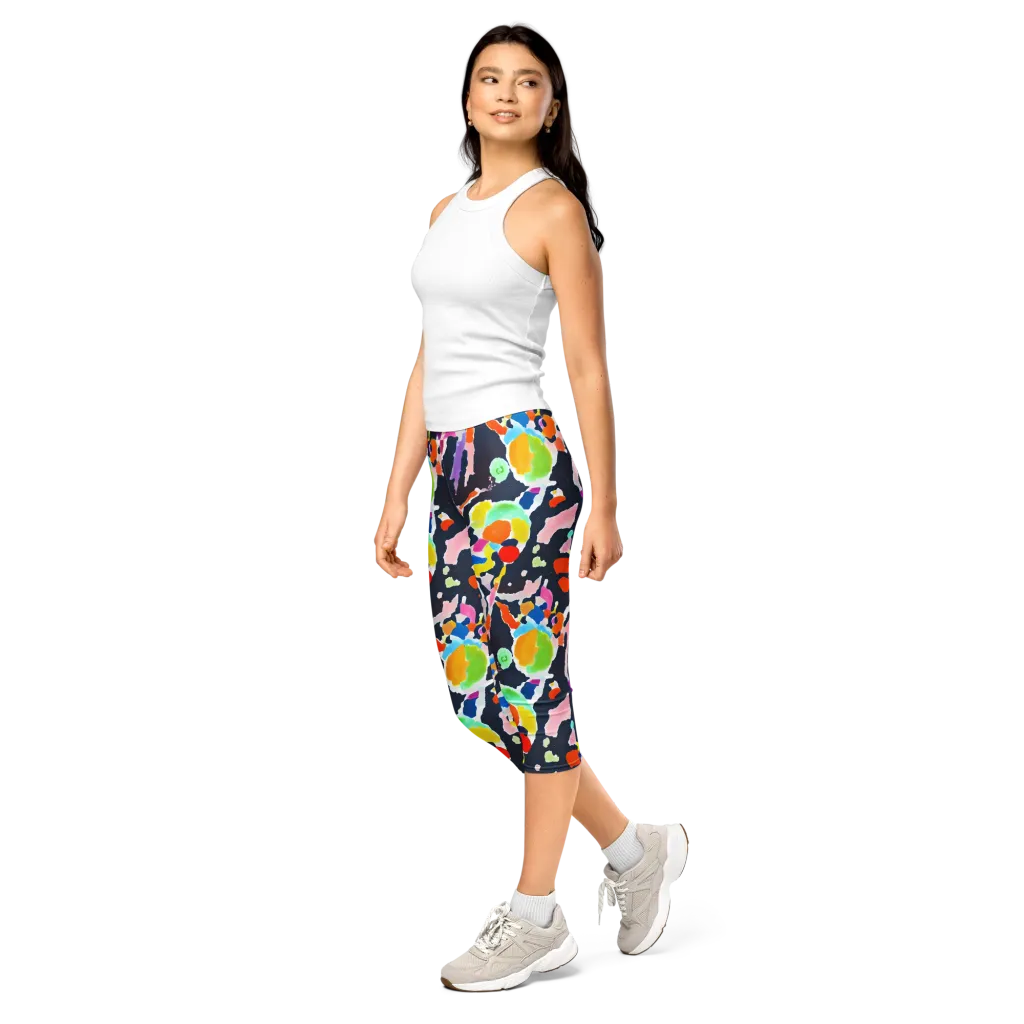Kaleido Burst on Capri Leggings — Left Front