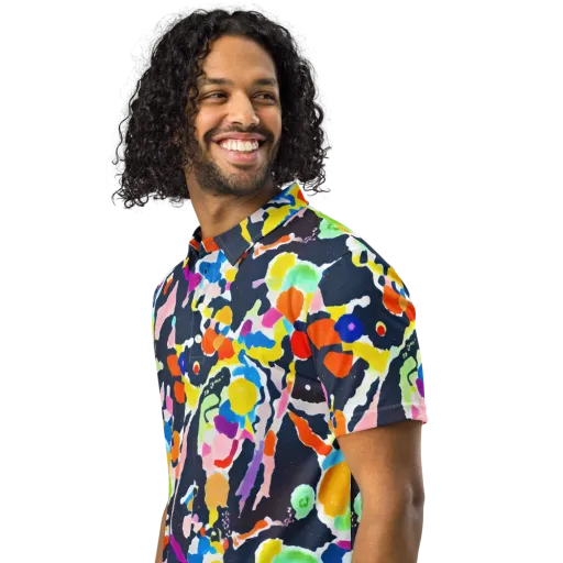 Kaleido Burst on a Men's Slim Fit Polo Shirt