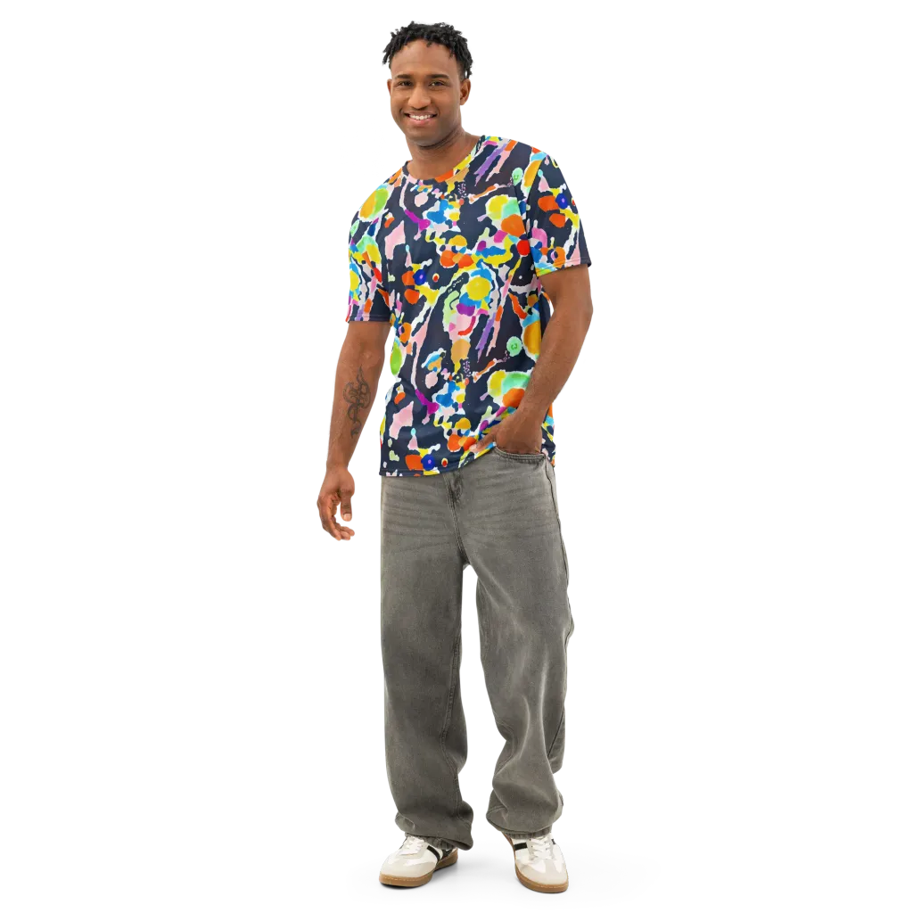 Kaleido Burst on Men's Cotton Crew Neck T-Shirt — Front