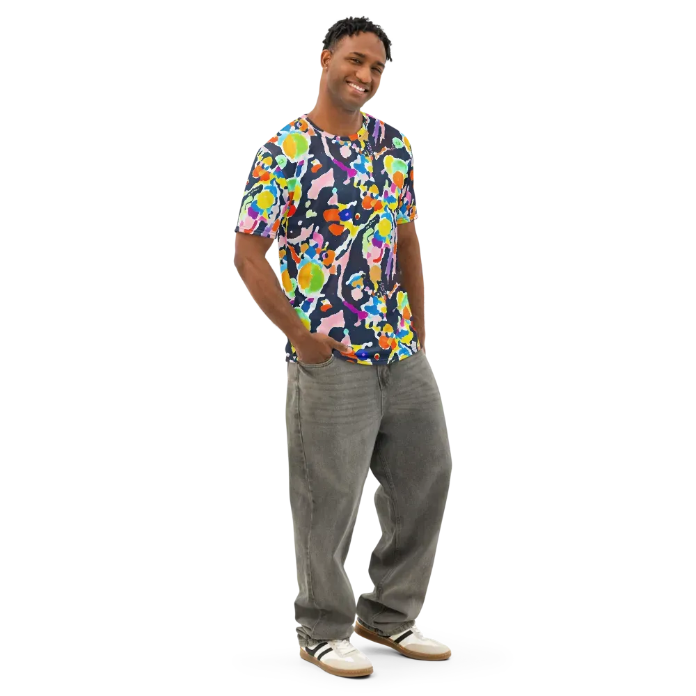 Kaleido Burst on Men's Cotton Crew Neck T-Shirt — Right Front