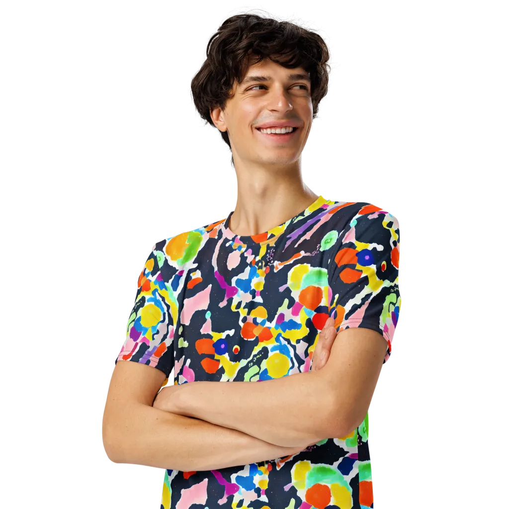 Kaleido Burst on Men's Crew Neck T-Shirt — Left Front