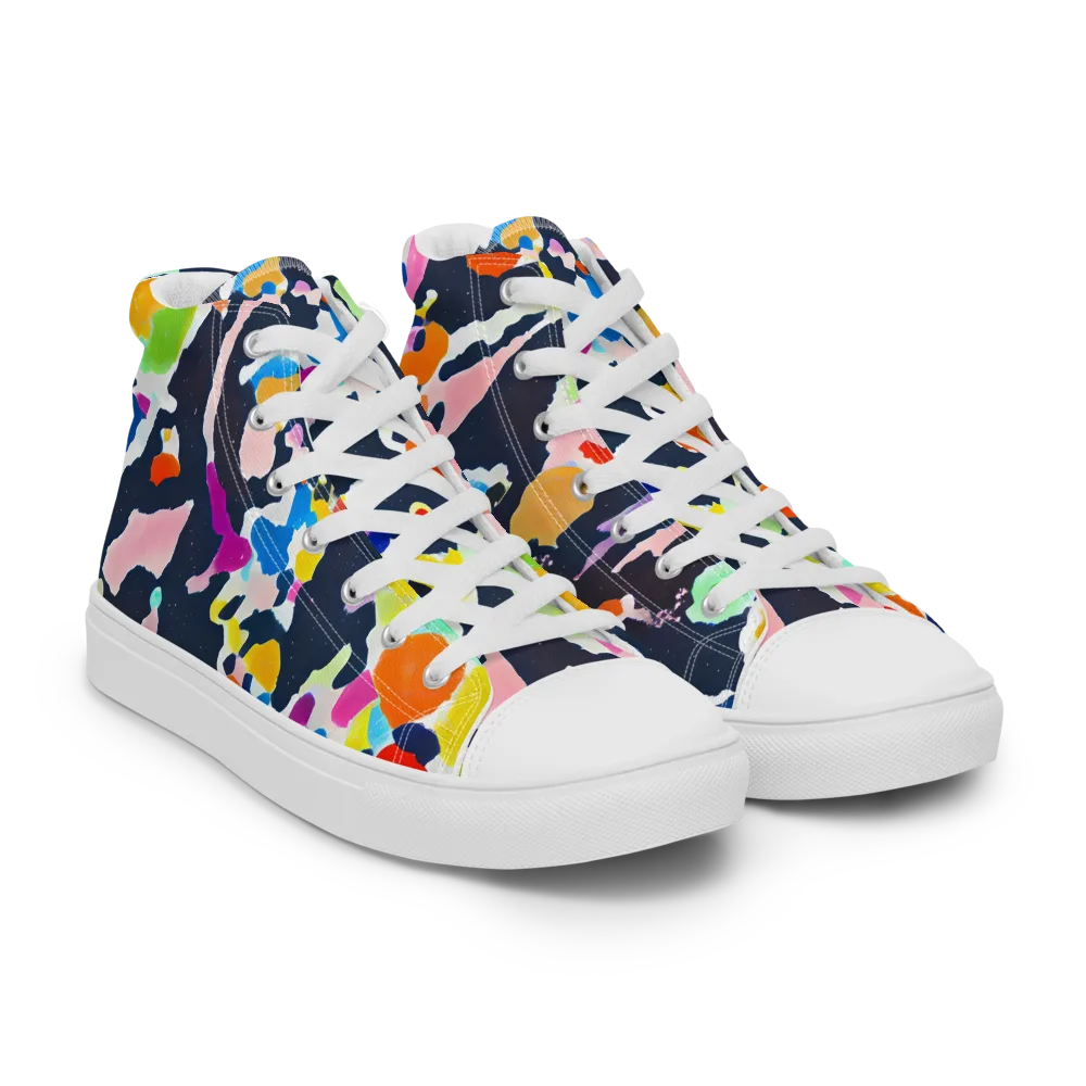 Kaleido Burst on Men's High Top Canvas Shoes — Right Front