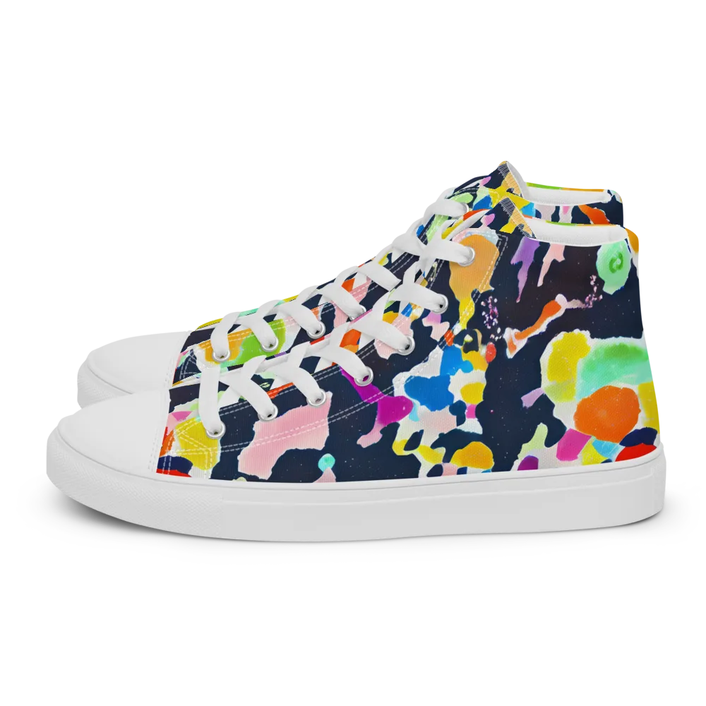Kaleido Burst on Men's High Top Canvas Shoes — Left